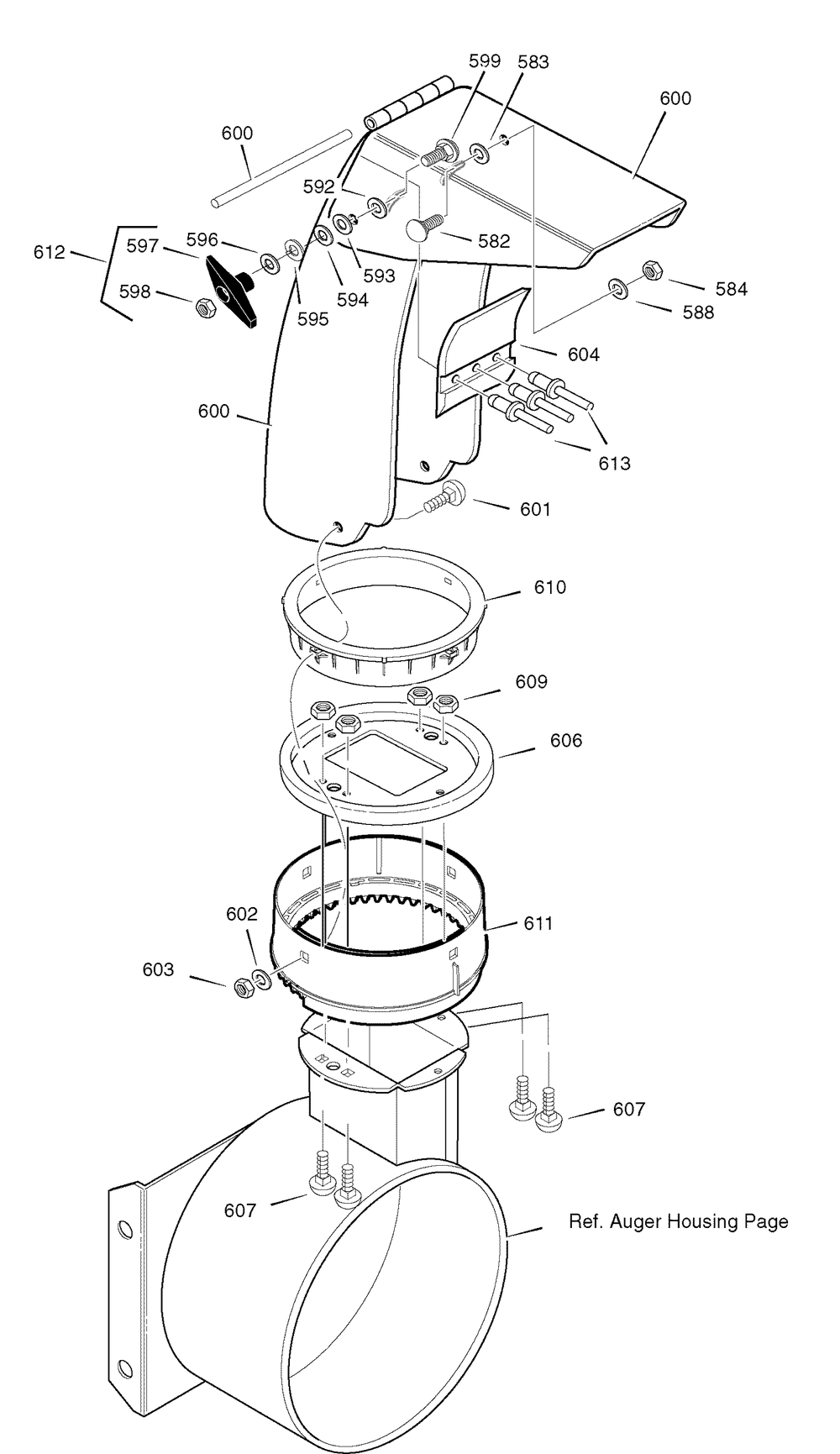 Discharge Chute Diagram and Parts List for 626752X16B-ST7526 2007 Briggs and Stratton Snow Blower
